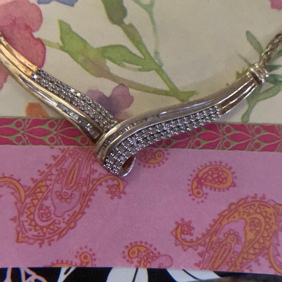 Vintage 14k gf/Sterling Natural .34ctw Diamond Cluster 18” Ladies Necklace. Nice - Picture 4 of 12